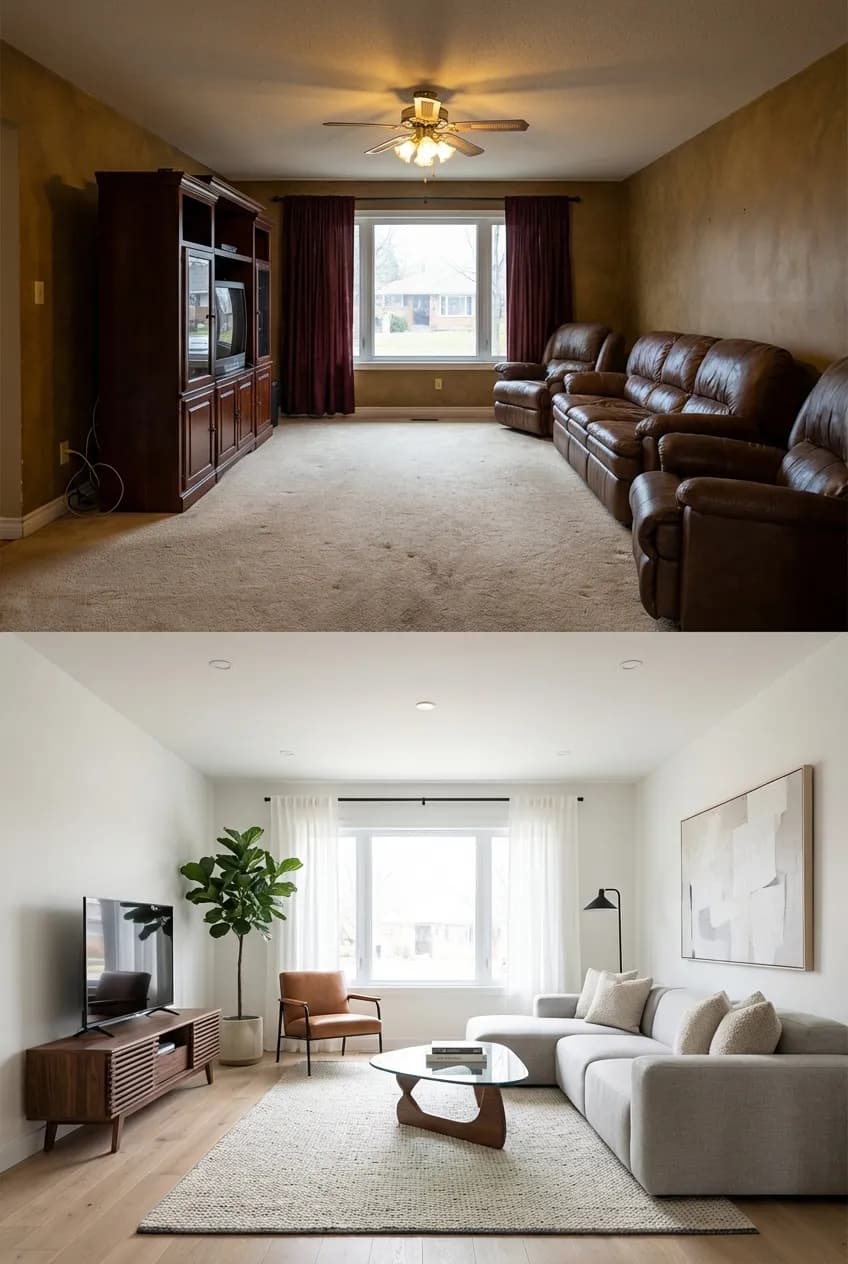 Modern Living Room Makeover: 2 Stunning Before & After Transformations