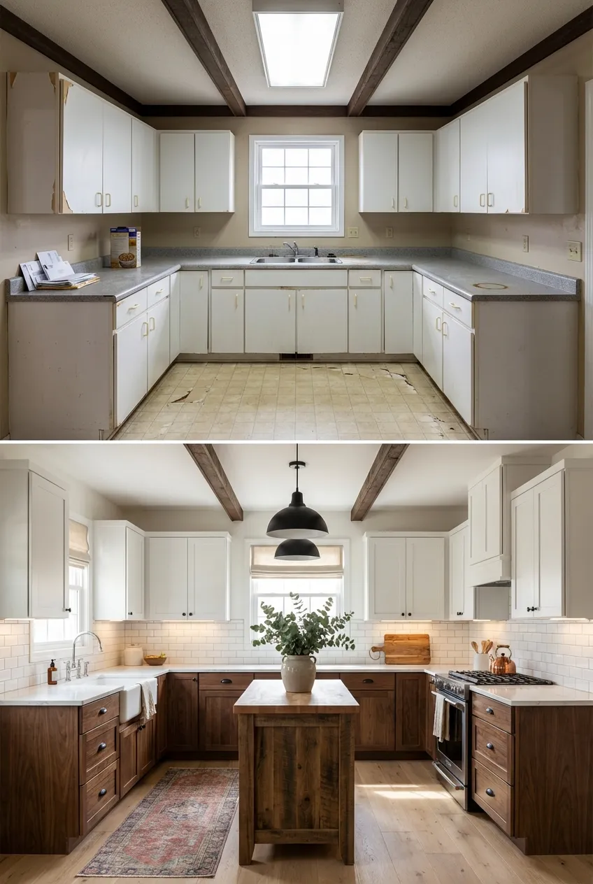 Dated Galley Kitchen to Modern Farmhouse Transformation
