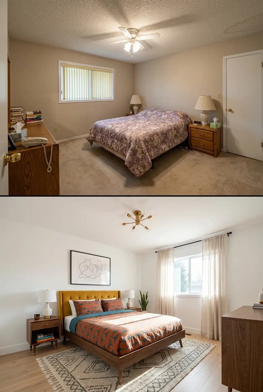 This 90s Bedroom Got a Stunning Mid-Century Modern Makeover