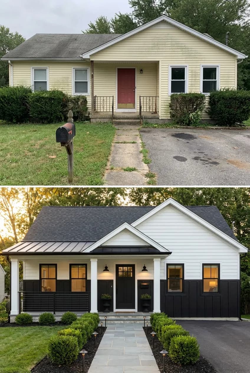 This Dated Ranch House Got a Modern Farmhouse Exterior Glow-Up